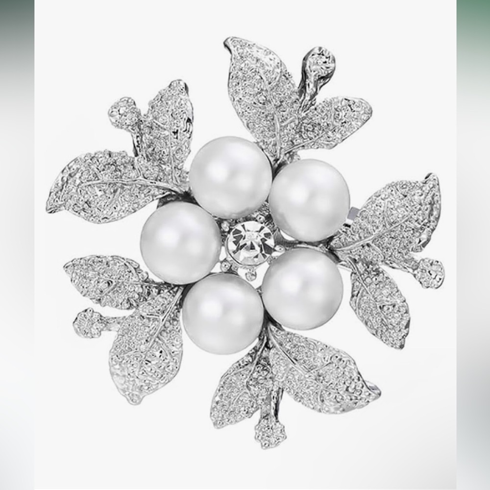 Fashion Pearl Floral Brooch Pin for Women Girls Wedding Party Banquet Bridal